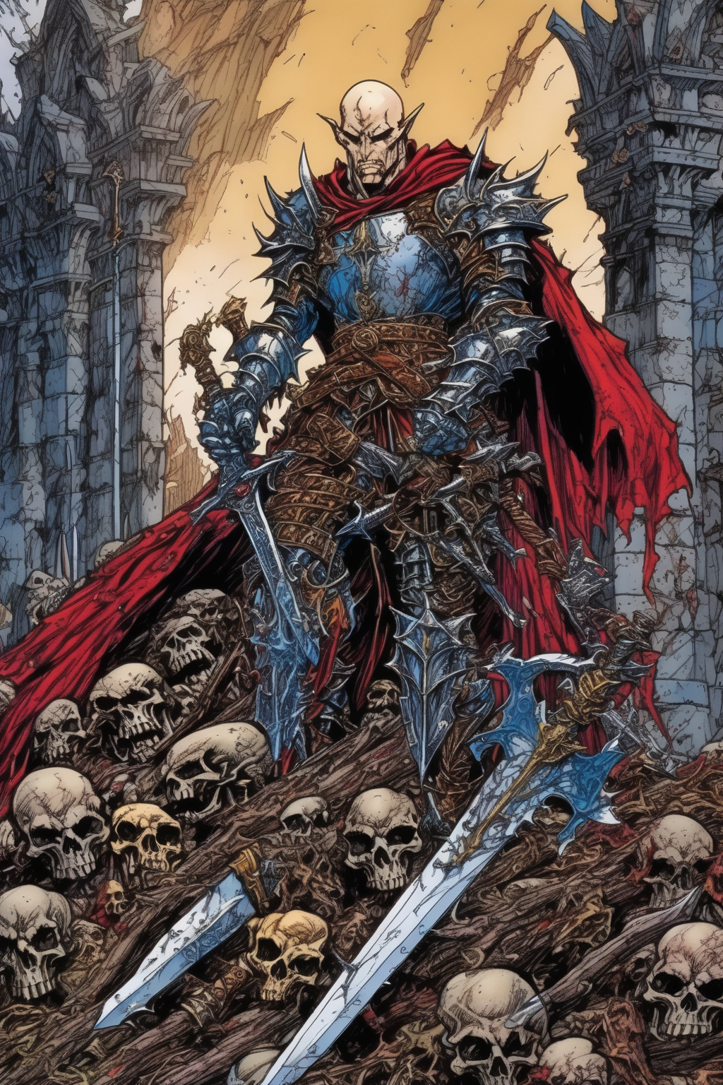 00053-2137474079-_lora_Marc Silvestri Style_1_Marc Silvestri Style - todd mcfarlane art style, a half-elf paladin with a greatsword standing on a.png